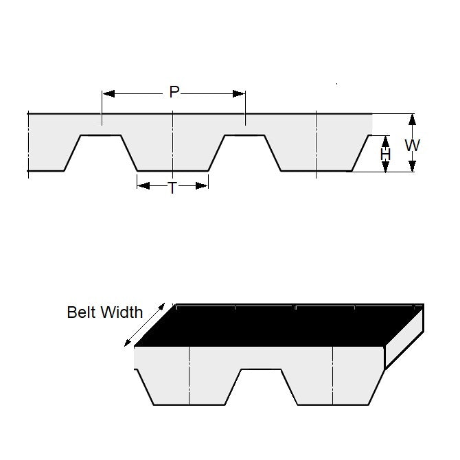 1097116 | B-100T-ST-0150-PS (Per Metre)  --- Timing Lengths Belts - 10x15 mm - T10 - 10mm - Translucent Polyurethane with Steel Cords Belt