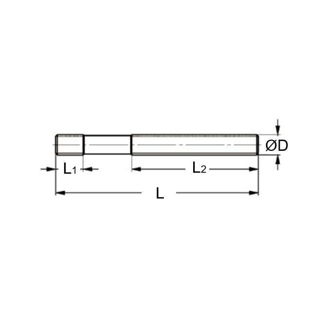 1099116 | SUS120RS --- Clamping Studs Threaded Rod - M12 - 12x1.75mm - 125 mm - 15  - Steel with Rolled Threads Stud