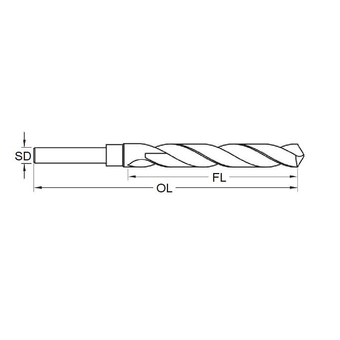 1095308 | DB-1191-R-0635 --- Drill Bits Tools - 11.91x6.35 - - Reduced Shank - High Speed Carbon Steel Drill Bit