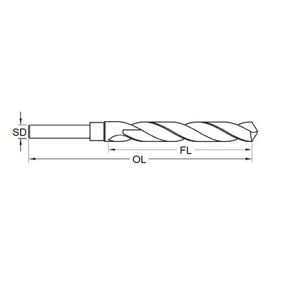 1095308 | DB-1191-R-0635 --- Drill Bits Tools - 11.91x6.35 - - Reduced Shank - High Speed Carbon Steel Drill Bit