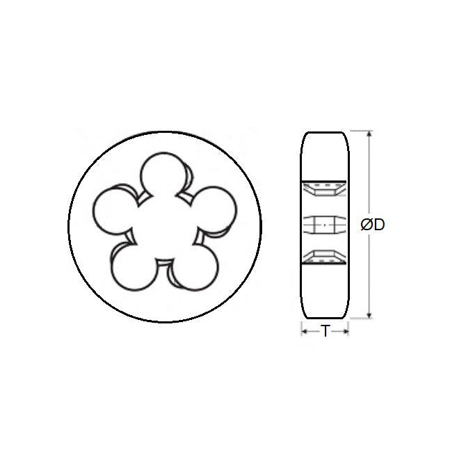 1043202 | DBT-029C-20 --- Threading Tools - 4-40 UNC - 2.85mm - 0.635 mm / 40 TPI - Button Button Dies - Carbon Steel Die