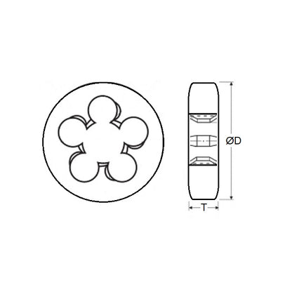 1043202 | DBT-029C-20 --- Threading Tools - 4-40 UNC - 2.85mm - 0.635 mm / 40 TPI - Button Button Dies - Carbon Steel Die