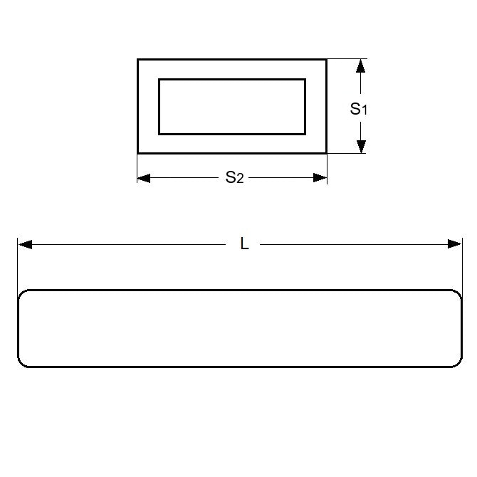 1048774 | 2T-0064-0032-0300-BR --- Rectangular Tube - 3.18x6.35x304.8 mm - Brass