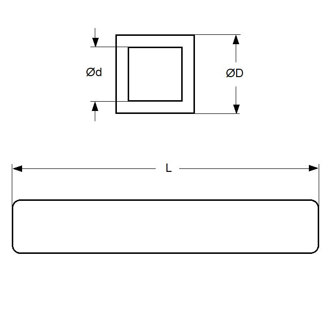 1048722 | 4T-0032-0914-BR --- Square Tube - 3.18x2.47x914 mm - Brass