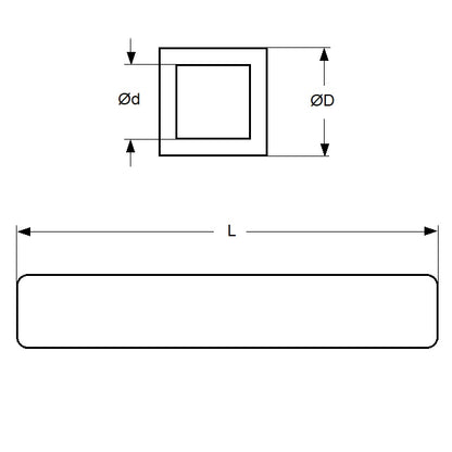 1048722 | 4T-0032-0914-BR --- Square Tube - 3.18x2.47x914 mm - Brass