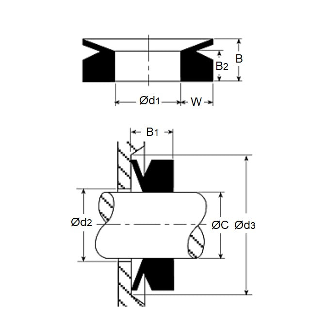 1095243 | VA0012-V60 --- Fluoroelastomer V-Rings - 11.50-12.50 10.5x3 mm - Fluoroelastomer V-Ring