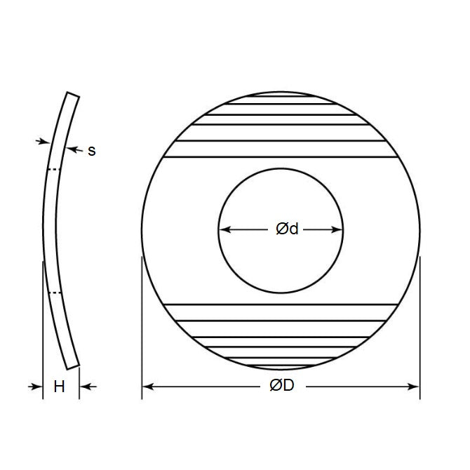 1052191 | W0040-T-008-008-WC-CZ (PK-100) --- Spring Washers - 4x8x0.8 mm Curved - Carbon Spring Steel HRC 43-50 Washer