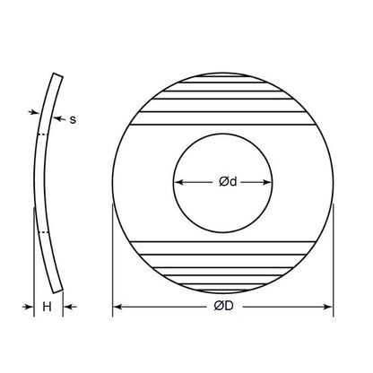 1052191 | W0040-T-008-008-WC-CZ (PK-100) --- Spring Washers - 4x8x0.8 mm Curved - Carbon Spring Steel HRC 43-50 Washer