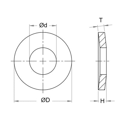 1166789 | W0250-D-060-030-S17 (10 Pcs) --- Disc Spring Washers - 60x25x3 mm - Stainless Steel 17-7 PH