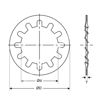 1066390 | W0060-LI-013-007-CZ (50 Pcs) --- Lock Washers - 6x13x0.7 mm Internal Tooth Washer