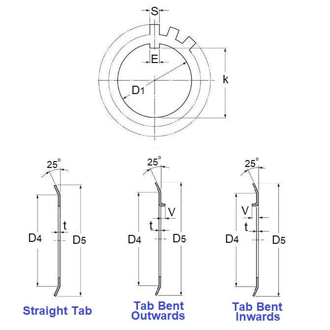 1140248 | WLB030-049-12-ST (5 Pcs) --- Lock Washers - 30x49 mm - 13 Nr. Tabbed - Carbon Spring Steel Washer