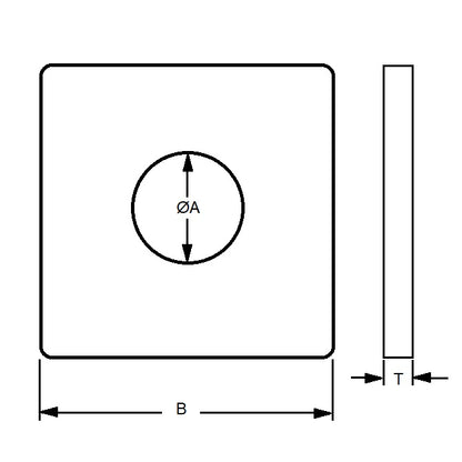 1110591 | W0159-SQ-051-064-S4 --- Square Washers - 15.875x50.8x6.35 mm Heavy Duty - Stainless Steel 303 PV Similar to A2, 304, 18-8 Washer