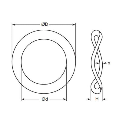 1087874 | W0095-T-018-016-W3-S2 (100 Pcs) --- Spring Washers - 9.53x17.78x1.63 mm 3 Wave - Stainless Steel 302/304 Similar to A2, 18-8 Washer