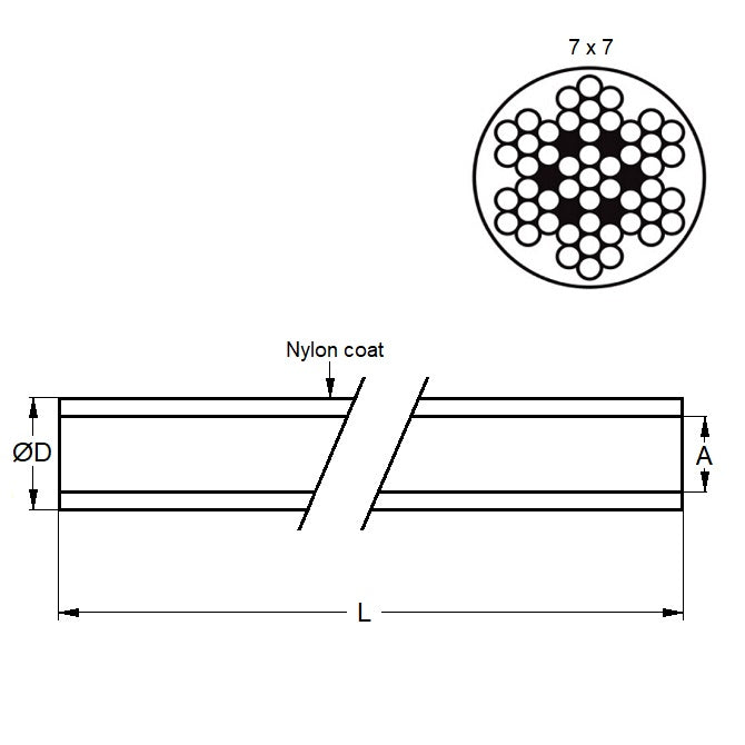 1037971 | CBLU-159-304-77 (PK-10) --- Cable Cable and Accessories - 1.59x1.588 mm - 217.7 kg Miniature - Stainless Steel 304 Similar to A2, 18-8 HRB80