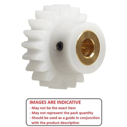 1137922 | G024B-024-M1-090-080-A-B-GD (Each) --- Spur Gears - 24 tooth - 24x8 mm Hubbed - Acetal - Brass Insert Gear