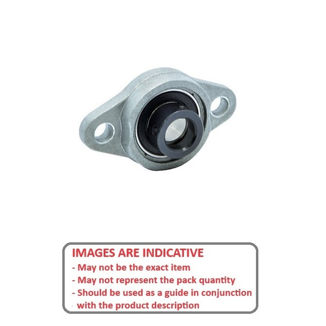 1108334 | UFL002N --- Flanged 2 Bolt Housing and Bearing Assembly - 15x42x67 mm Rigid - Aluminium