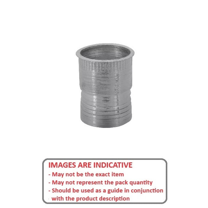 1054762 | IN-RIV-042C-072-TS (10 Pcs) --- Rivet Nuts Inserts - 8-32 UNC - 4.17mm - 6.25x9.52 mm Klik - Steel - Cadmium Finish Insert