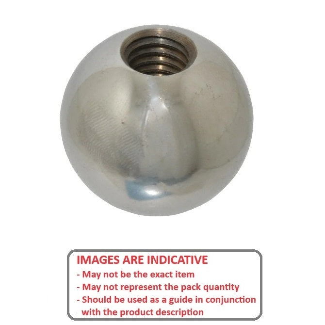 1067515 | KF060M-025-T303 --- Ball Knobs - M6 - 6x1mm - 25x11 mm Female Threaded - Stainless Steel Knob