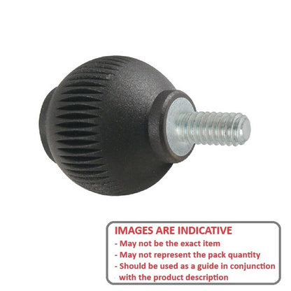 1072289 | KM064C-025-NG (10 Pcs) --- Ball Knobs - 1/4-20 UNC - 6.35mm - 24.89x20.1 mm Male Threaded - Steel Knob
