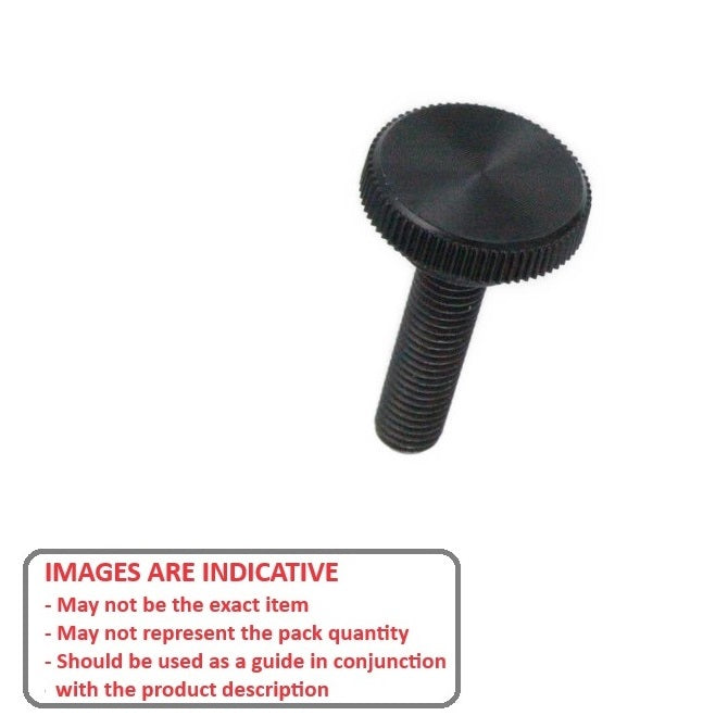 1043283 | KM029C-008-1270-KNU-B (4 Pcs) --- Thumb Knobs - 4-40 UNC - 2.85mm - 7.94x12.7 mm Male With Cap Screw - Plastic with Insert Knob
