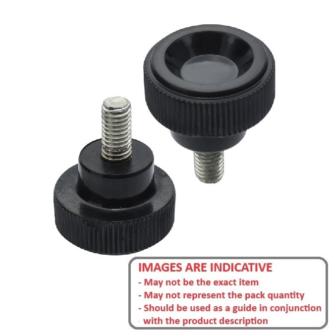 1226046 | KM080M-032-KND30-PH --- Disc Knobs - M8 - 8x1.25mm - 32x30 mm Male Knurled Plastic - Steel Knob