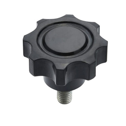 1098550 | KM120M-050-8L15 --- Lobe Knobs - M12 - 12x1.75mm - 50x15 mm Eight Lobe - Phenolic and Brass Knob