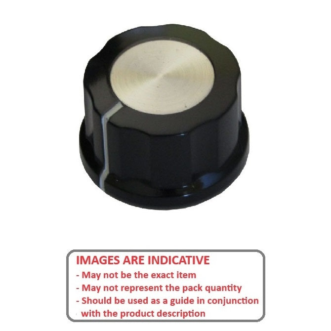1145657 | KPT-35-SK (6 Pcs) --- Pointer Knobs - Diameter Tapered 28 mm with Skirt 35mm 18 mm - 6.35mm Diameter with Grub Screw 12mm Deep Skirted Standard - Plastic Knob
