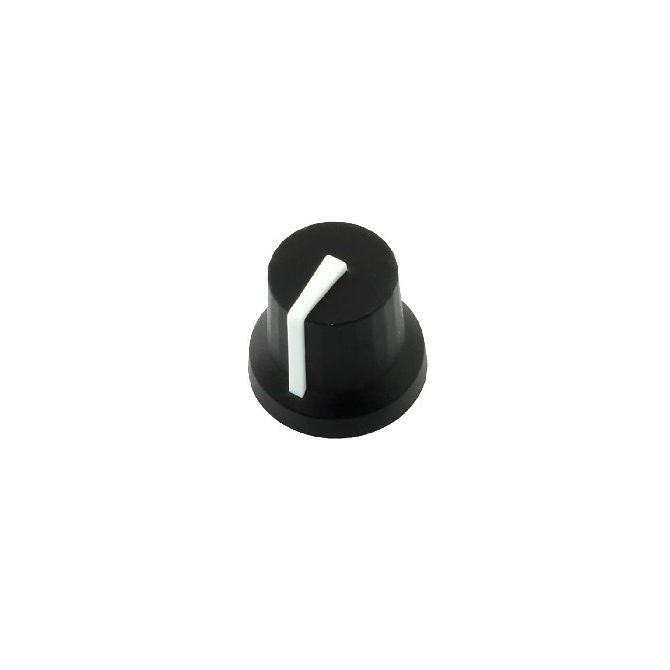 1118097 | KPT-19-AT --- Pointer Knobs - Diameter Tapered 14 mm with Skirt 16mm 14 mm - 19 Splines 6mm Diameter 14mm Deep Push On Skirted Standard - Plastic Knob