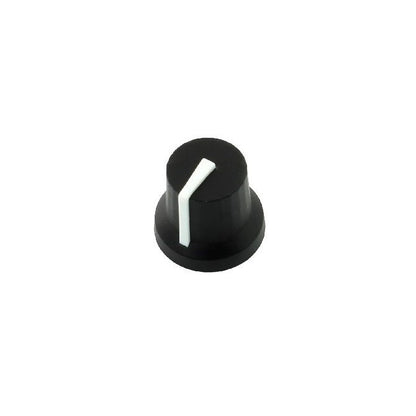 1118097 | KPT-19-AT --- Pointer Knobs - Diameter Tapered 14 mm with Skirt 16mm 14 mm - 19 Splines 6mm Diameter 14mm Deep Push On Skirted Standard - Plastic Knob