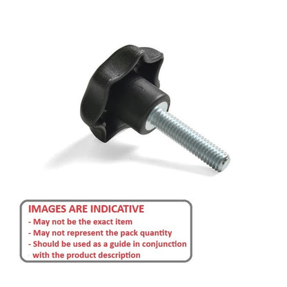 1067532 | KM060M-025-STR-PL --- Star Knobs - M6 - 6x1mm - 25x20 mm Male Plastic - Plastic Knob