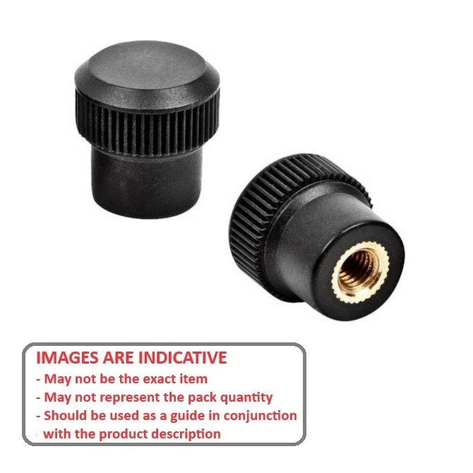1081341 | KF080M-025-KN-PH --- Knurled Knobs - M8 - 8x1.25mm - 25x15 mm Female - Phenolic Knob
