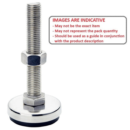 1098567 | MLM-120M-080-S4RP-I --- Levelling Studded Mounts - M12 - 12x1.75mm - 50x25 mm Industrial - Stainless Steel 304 Similar to A2, 18-8 HRB80 Mount