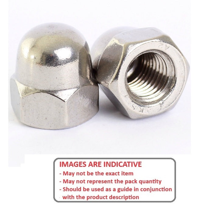 1068924 | NT060M-DM-S6 (100 Pcs) --- Dome Nuts - M6 - 6x1mm - 316 Stainless 12 mm Nut