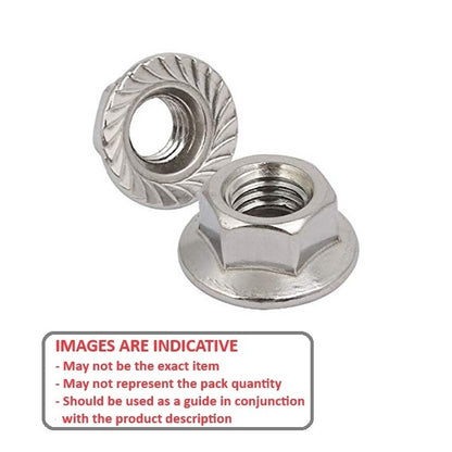 1087236 | NT095C-FS-S6 (100 Pcs) --- Flanged Nuts - 3/8-16 UNC - 9.53mm - 316 Stainless Serrated Nut