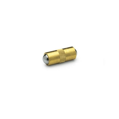 1041783 | PLBP-025-053-BSD-003 (10 Pcs) --- Ball Push Fit Plungers - 2.5x5.3 mm - 1.3 N Brass Body Stainless Ball Double Ended - Stainless Steel 400 Series Hardened Plunger