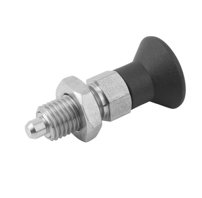 1081823 | PLIT-040-080-100-39-KPN-S3 --- Indexing Pull Knob Plungers - M8 Fine - 8x1mm - 38.5 mm - 2.7 N Stainless and Plastic - Stainless Steel 303 Similar to A2, 304, 18-8 Plunger