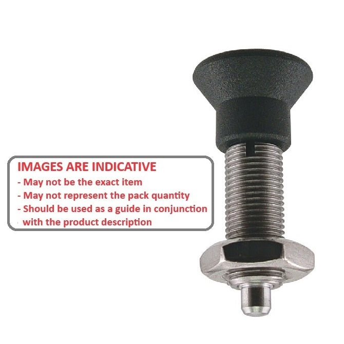 1092188 | PLIT-050-100-100-44-KPUN-S3 --- Indexing Pull Knob Plungers - M10x1 - Extra Fine - 43.5 mm - 2.3 N No Collar - Stainless Steel 303 Similar to A2, 304, 18-8 Plunger