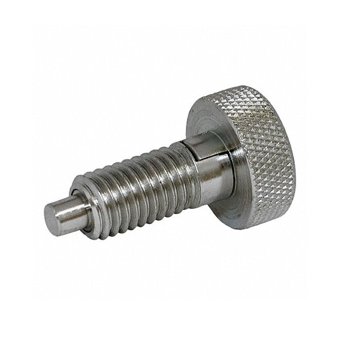 1071079 | PLST-064C-102-HKSLLK-009 --- Spring Plungers - 1/4-20 UNC - 6.35mm - 10.2 mm - 2.2 N Knurled Handle - Stainless Steel Plunger