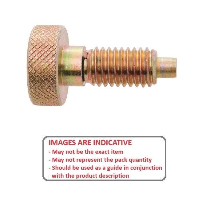 1066429 | PLST-060-130-HKCLK-018 --- Spring Plungers - M6 - 6x1mm - 13 mm - 4.5 N Knurled Handle - Steel Plunger