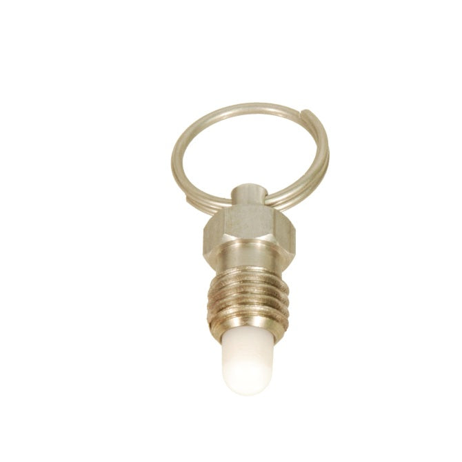 1071099 | PLST-064C-111-RAS-009 --- Spring Plungers - 1/4-20 UNC - 6.35mm - 6.4 mm - 2.2 N Pull Ring - Stainless Steel Body with Acetal Plunger