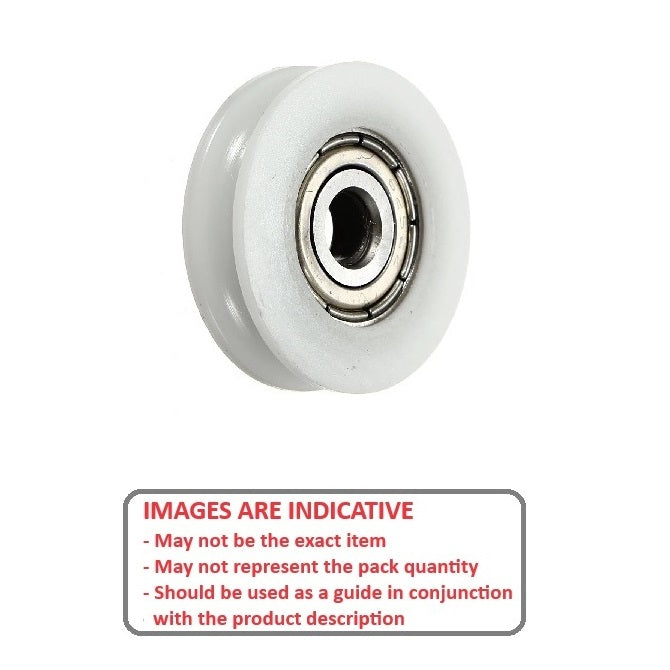 1041566 | PUI024-0381-064-N-BB --- U Groove Idler Pulleys - 2.39x38.1x6.35 mm Single Row - Nylon Polyamide 6/6 Pulley