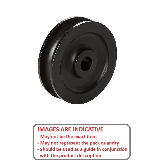 1048969 | PUI032-0445-065-A (100 Pcs) --- U Groove Idler Pulleys - 3.18x44.45x6.452 mm Single Row - Acetal - Black Pulley