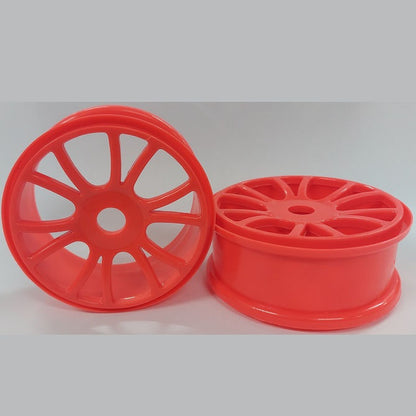 1225053 | RM-8O-080-O-6 (2 Pcs) --- RC Car Rims Hobby - Rim Colour Fluro Orange 6 Split Spoke Eighth Scale - Plastic Rim