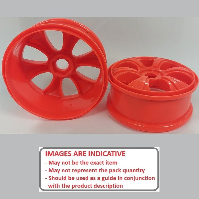 1225138 | RM-8O-080-R-5L (2 Pcs) --- RC Car Rims Hobby - Rim Colour Red 7 Spoke Eighth Scale - Aluminium Rim