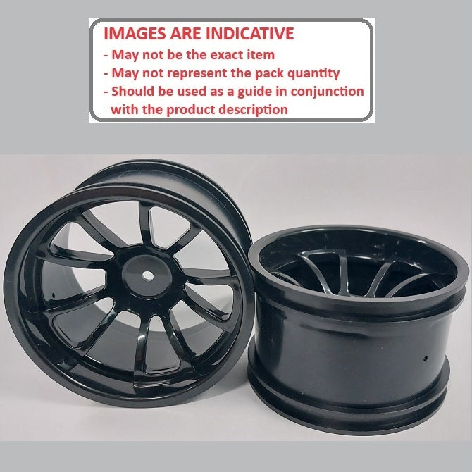 1225257 | RM-XM-078-BK-10 (2 Pcs) --- RC Car Rims Hobby - Rim Colour Black 10 Spoke Monster Truck Tenth Scale - Aluminium Rim