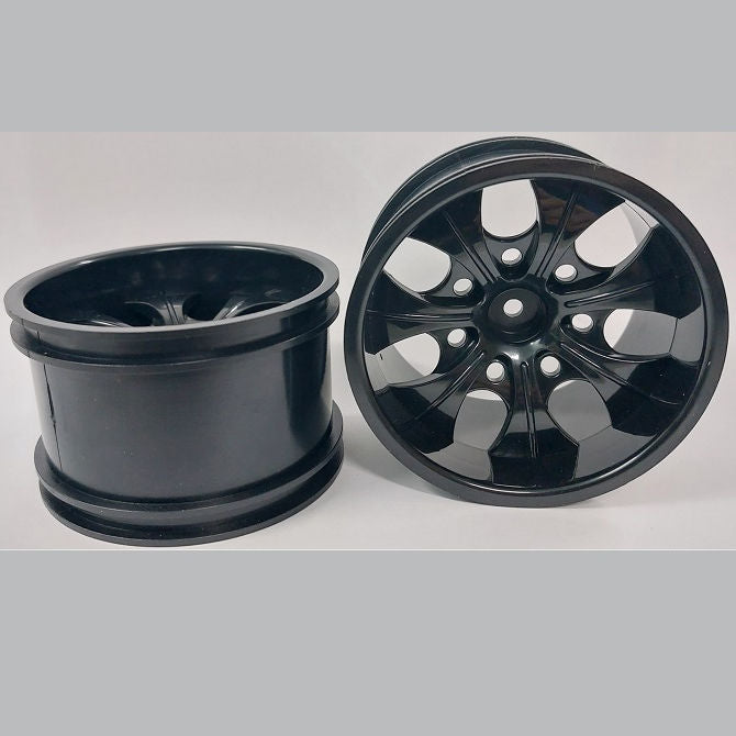 1225135 | RM-XM-078-BK-7 (2 Pcs) --- RC Car Rims Hobby - Rim Colour Black 7 Spoke Monster Truck Tenth Scale - Aluminium Rim