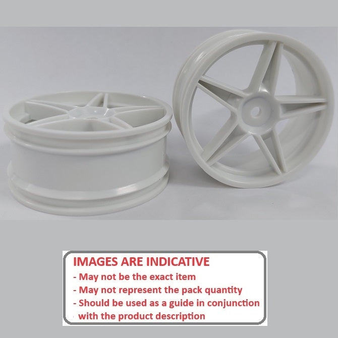 1224960 | RM-XO-060N-W-5 (2 Pcs) --- RC Car Rims Hobby - Rim Colour White 5 Spoke Tenth Scale - Aluminium Rim