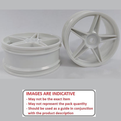 1224960 | RM-XO-060N-W-5 (2 Pcs) --- RC Car Rims Hobby - Rim Colour White 5 Spoke Tenth Scale - Aluminium Rim