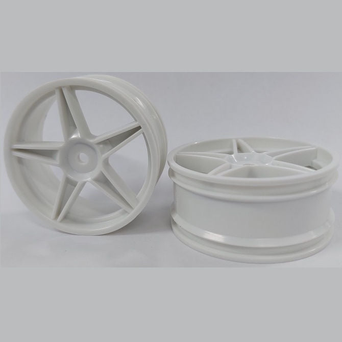 1224960 | RM-XO-060N-W-5 (2 Pcs) --- RC Car Rims Hobby - Rim Colour White 5 Spoke Tenth Scale - Aluminium Rim
