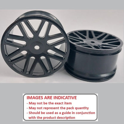 1225526 | RM-XO-060W-BK-16 (2 Pcs) --- RC Car Rims Hobby - Rim Colour Black 16 Spoke Tenth Scale - Aluminium Rim